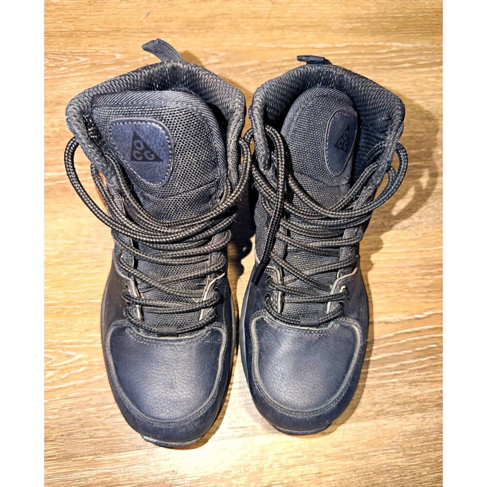 Nike ACG Kids Black Leather Ankle Lace-Up Boots US 4.5Y 613546-001